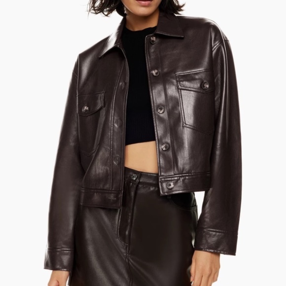 Aritzia Jackets & Blazers - Aritzia Wilfred cropped vegan leather Autumn shirt jacket